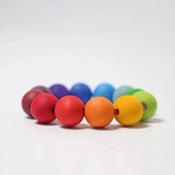 NWT - Grimm's Regenbogen Perlenring Rainbow Bead Ring Toy - Picture 1 of 5